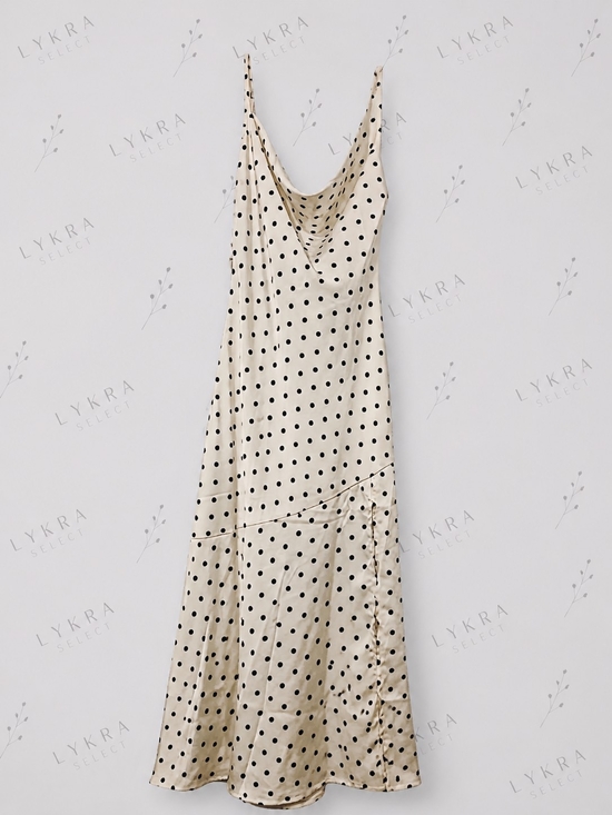 Lulus Dresses & Skirts - Lulu's Cream and Black Polka Dot Slip Dress